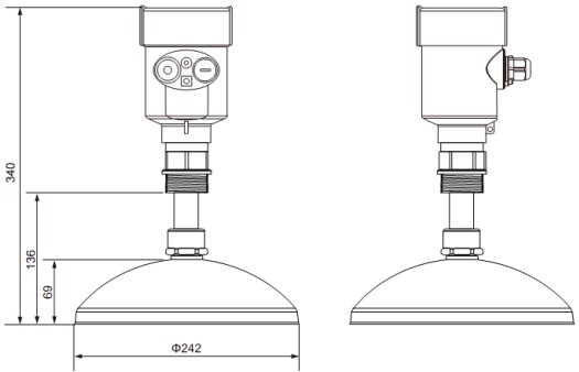 RD-707型內(nèi)浮頂儲(chǔ)罐雷達(dá)液位計(jì)尺寸圖